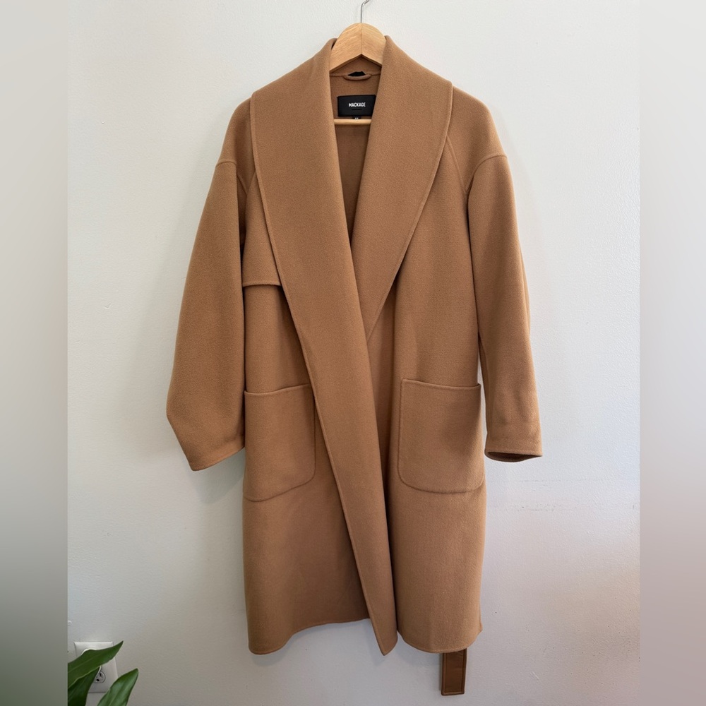 Mackage Thalia Wool Belted Robe Coat - Picture 2 of 12